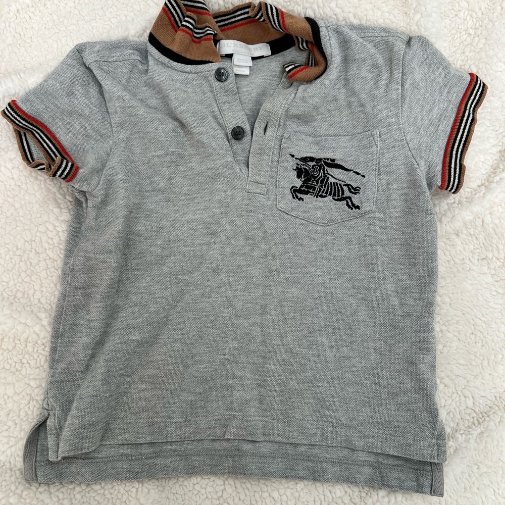 Burberry Gray Polo with Embroidered Horse